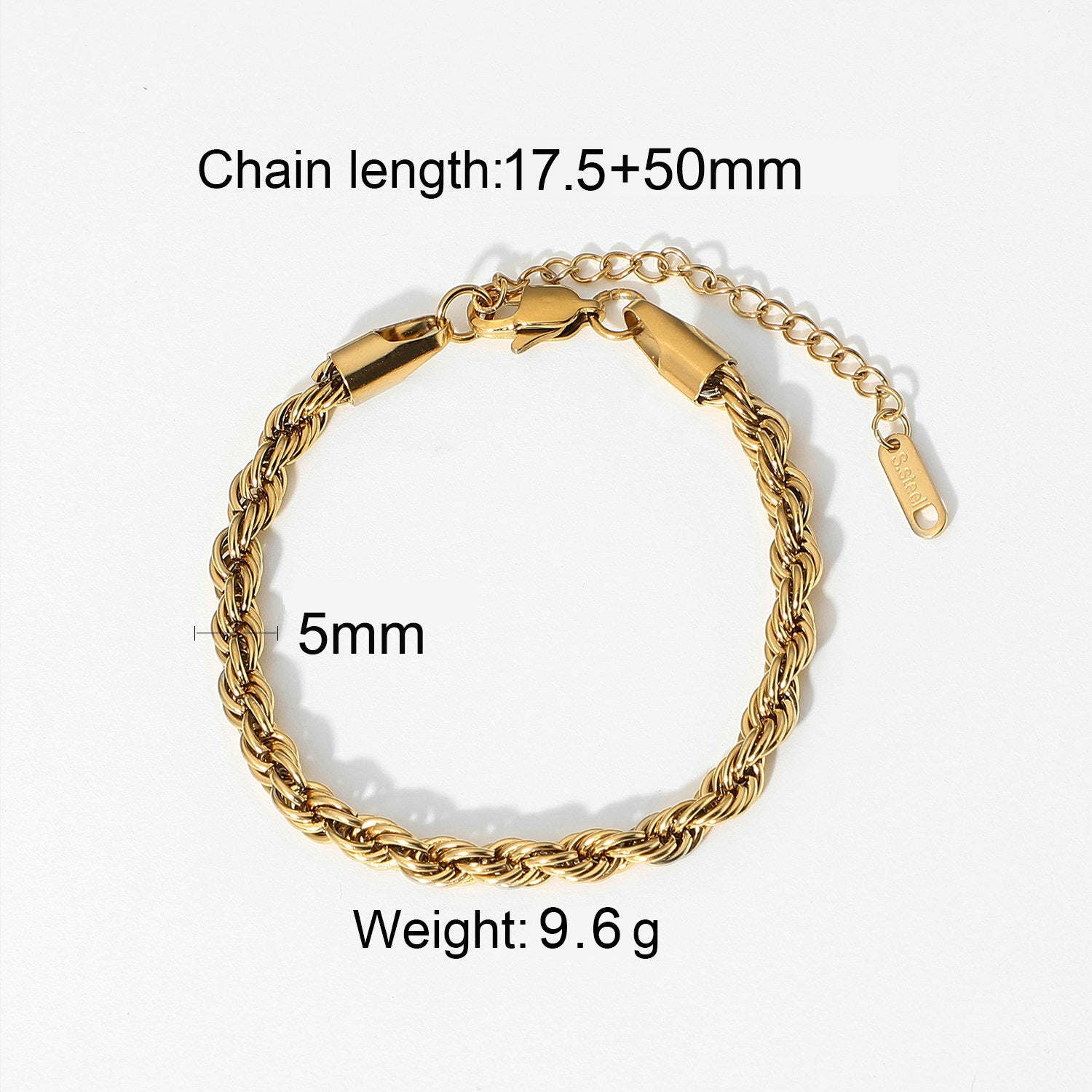 2H Stainless Steel Zircon Bracelet Bangle Plain Band18k Gold-plated Item