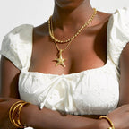 18k Gold Stainless Steel Pentagram Starfish Swirl Spiral Hoop Earrings Fashion Same Style Starfish Necklace