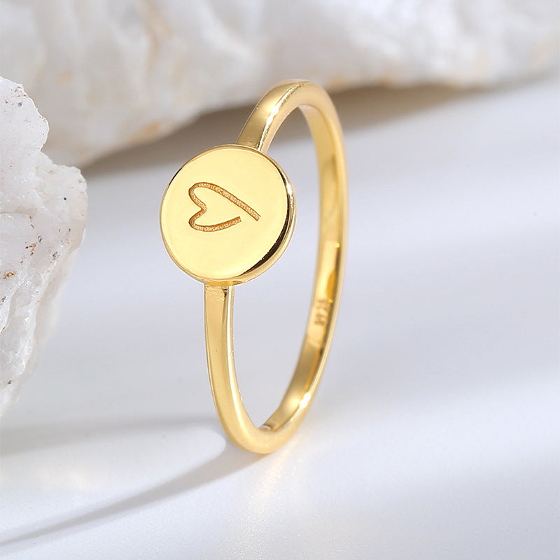 SR0030 S925Silver Heart Ring for Women Simple Unique Design