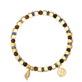 Gold-Plated Brass Shell Beaded CZ Bracelet with Cubic zirconia Detail featuring cubic zirconia and a gold-tone finish