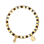 B0278 Bohemian Conch Inlaid Zircon Beaded Fashion Retro Tiger Eye Blue Vein Stone Bracelet