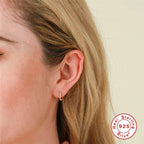 S925Sterling Silver Wave Heart-Shaped Diamond-Studded Earrings Ear Buckle Ear Hoop Japanese and Korean Ear Jewelry for Women