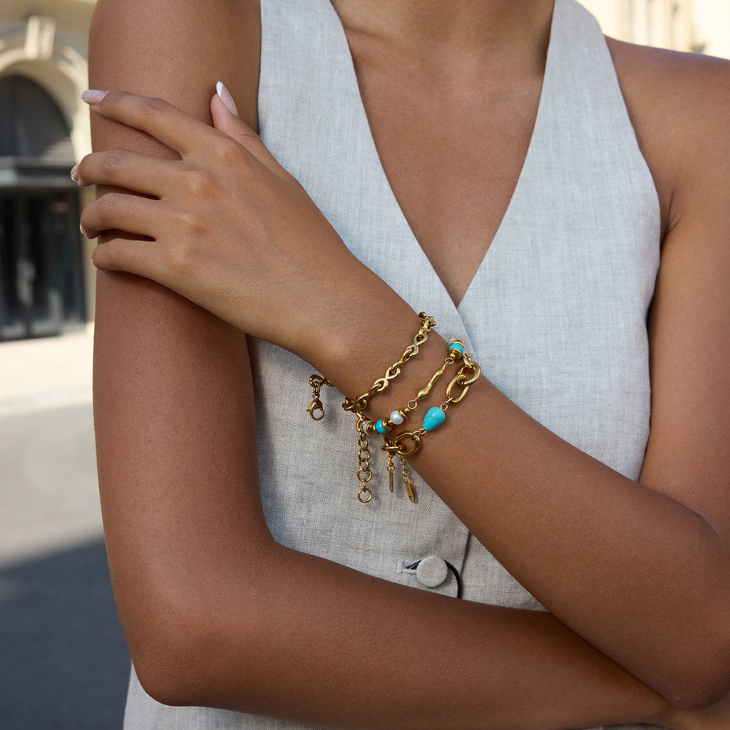 2H Bracelet Jewelry for Women, Non-Fading Stainless Steel Blue Turquoise Product