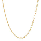 S925 Sterling Silver Asymmetric Collarbone Necklace With Mixed Links