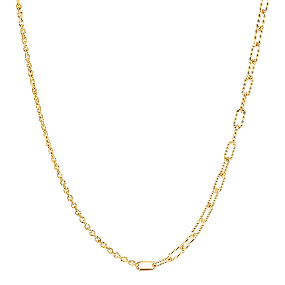 S925 Sterling Silver Asymmetric Collarbone Necklace With Mixed Links