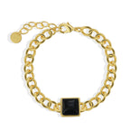 B0134 Minimalist Fashion Hip-Hop Style Trendy Bracelet for Women, Cool Style Black Square Zircon