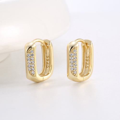 14K Gold-Plated 925 Sterling Silver Cubic Zirconia Earrings — design detail