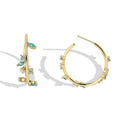 Gold-Plated Brass Leaf CZ Earrings with Cubic zirconia Detail with gold-tone brass construction — jewelry finish and design detail