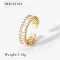 18K Gold-Plated Brass Geometric CZ Adjustable Ring with a geometric design profile