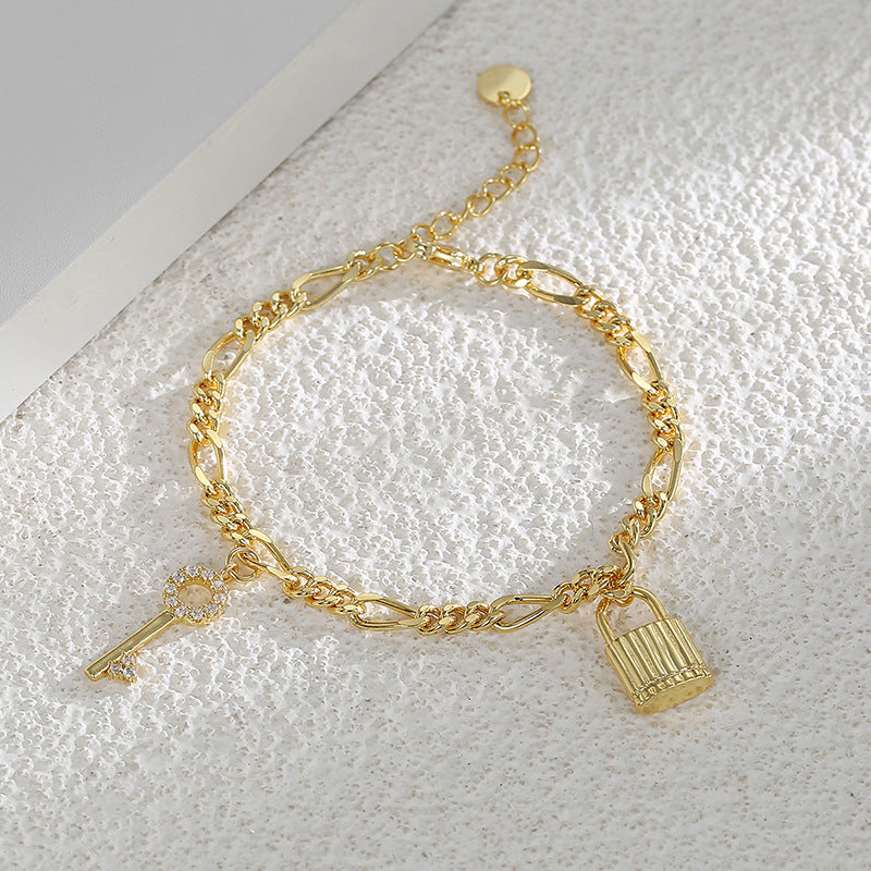 B0093 gold Key Matching Lock Bracelet for Women Simple Style