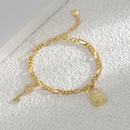 B0093 gold Key Matching Lock Bracelet for Women Simple Style