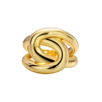 R0310 Exaggerated Irregular Interwoven Twisted Ring for Women with Metallic Texture and Smooth Surface