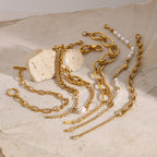 Stainless Steel gold Pearl Bracelet Metal Chain Jewelry