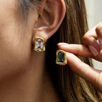 Zircon Earrings Vintage Stainless Steel Jewelry for Women Non-Fading