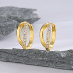 SE0040 S925Silver Hollow Zirconia Simple Earrings for Women Plated14K Gold Design Sense Earrings