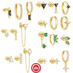 S925Sterling Silver Inlaid Diamond Star Moon Horse Eye Stud Earrings Hoop Earrings Hot-Selling Trendy Earrings Set