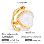 2H Imitation Pearl Heart Ring Non-Fading Stainless Steel Jewelry