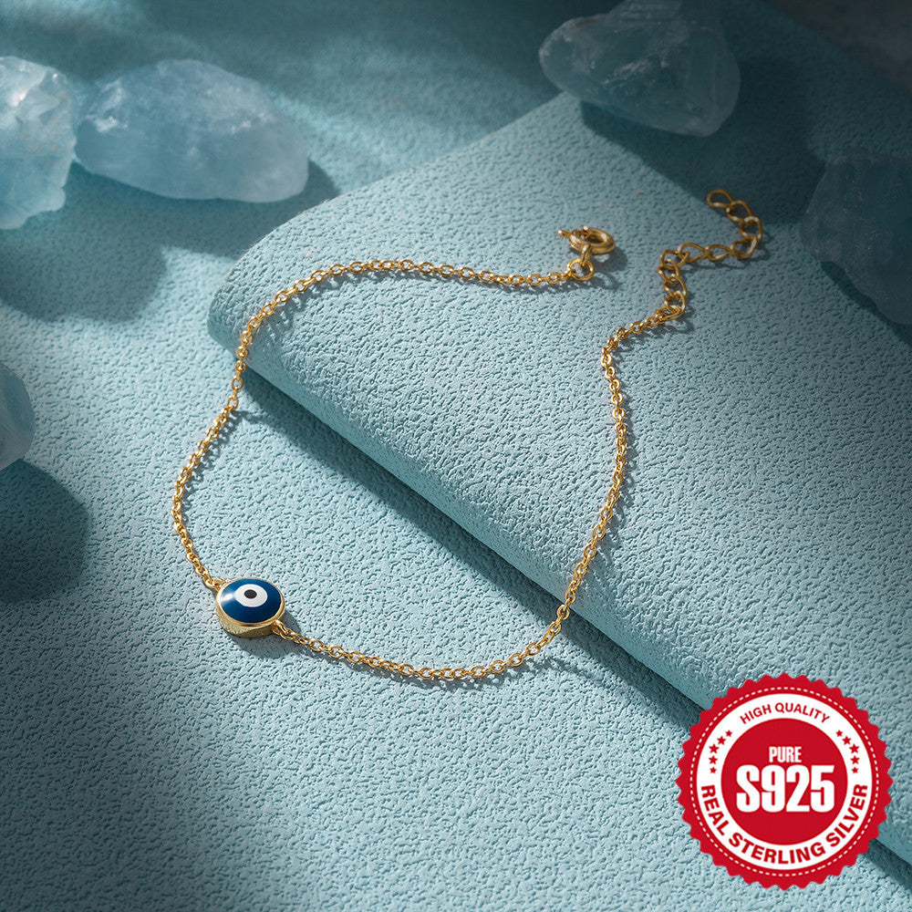 Demon Eye 925 Sterling Silver Bracelet With Oil Drop Enamel For Women