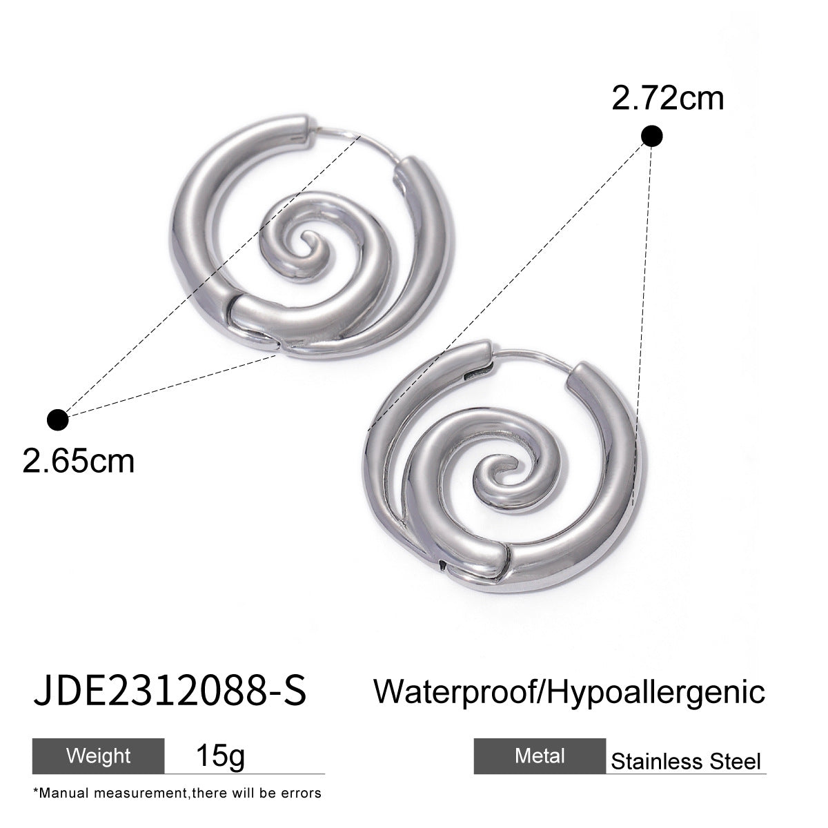 18K Gold Stainless Steel Spiral Hoop Earrings Summer New Fashion Mosquito Coil Stud Earrings for Women