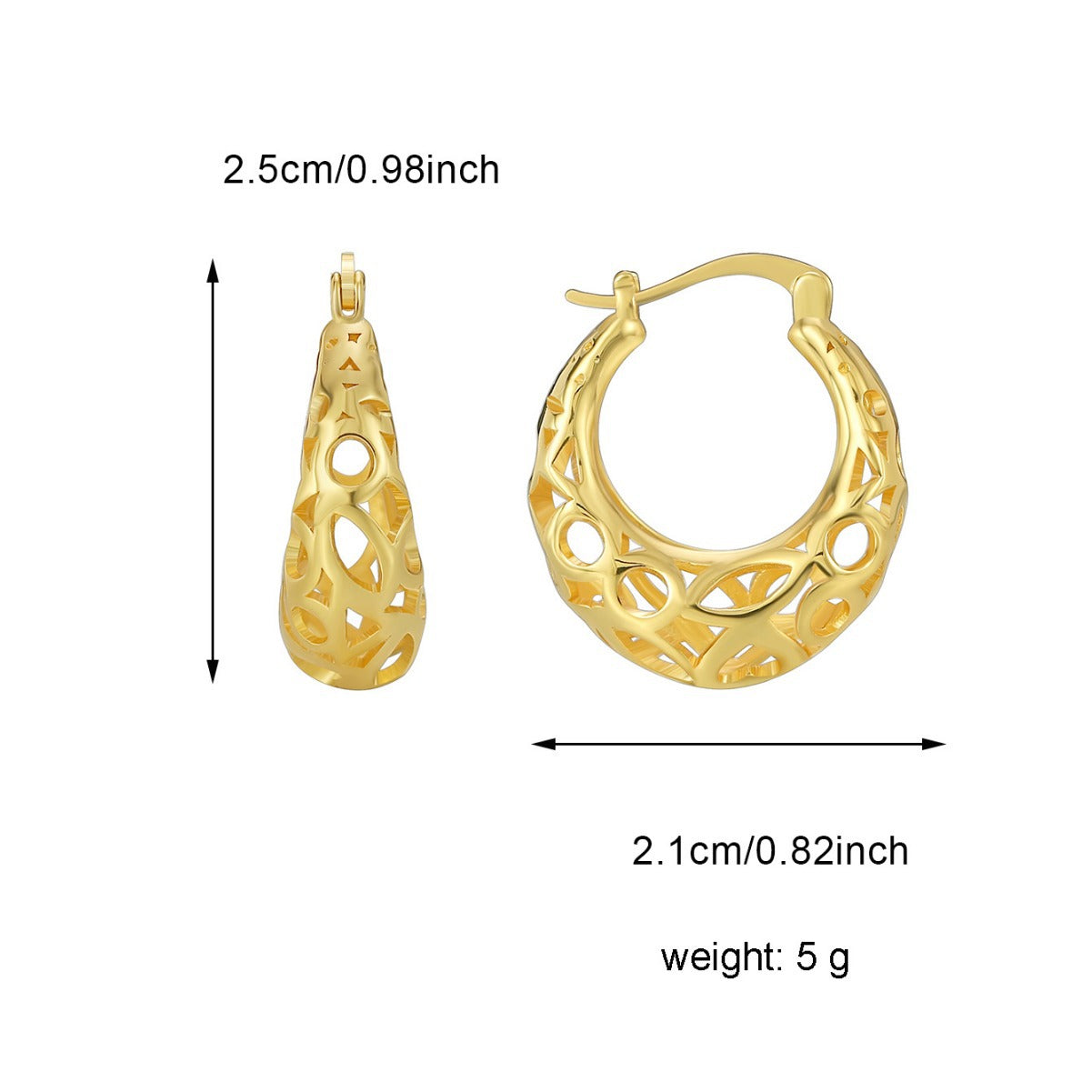 E0523 Fashion Design Hollow Earrings for Women Creative Trendy Cool Irregular Texture Ear Clips