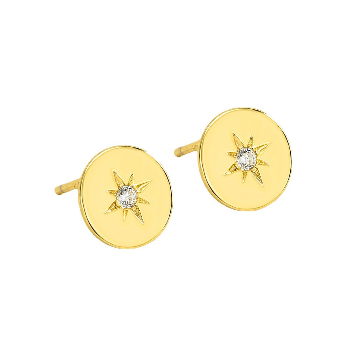 E0223 Minimalist Geometric Star Shiny Diamond Stud Earrings for Women Round Button Earrings Factory