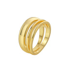 R0582 Fashion Design Sense Surround Ring for Women, Copper Plated with Real Gold, Minimalist Multi-layer