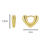E0588 Fashion Simple Retro Design Earrings for Women Heart-Shaped Copper Gold-Plated Earrings
