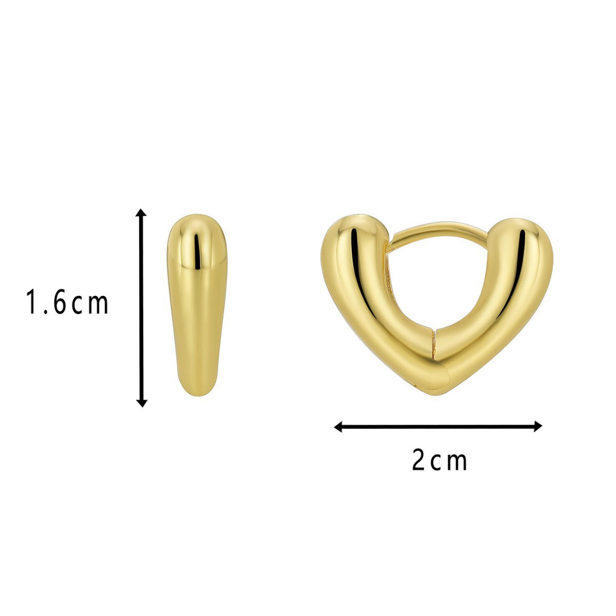 E0588 Fashion Simple Retro Design Earrings for Women Heart-Shaped Copper Gold-Plated Earrings