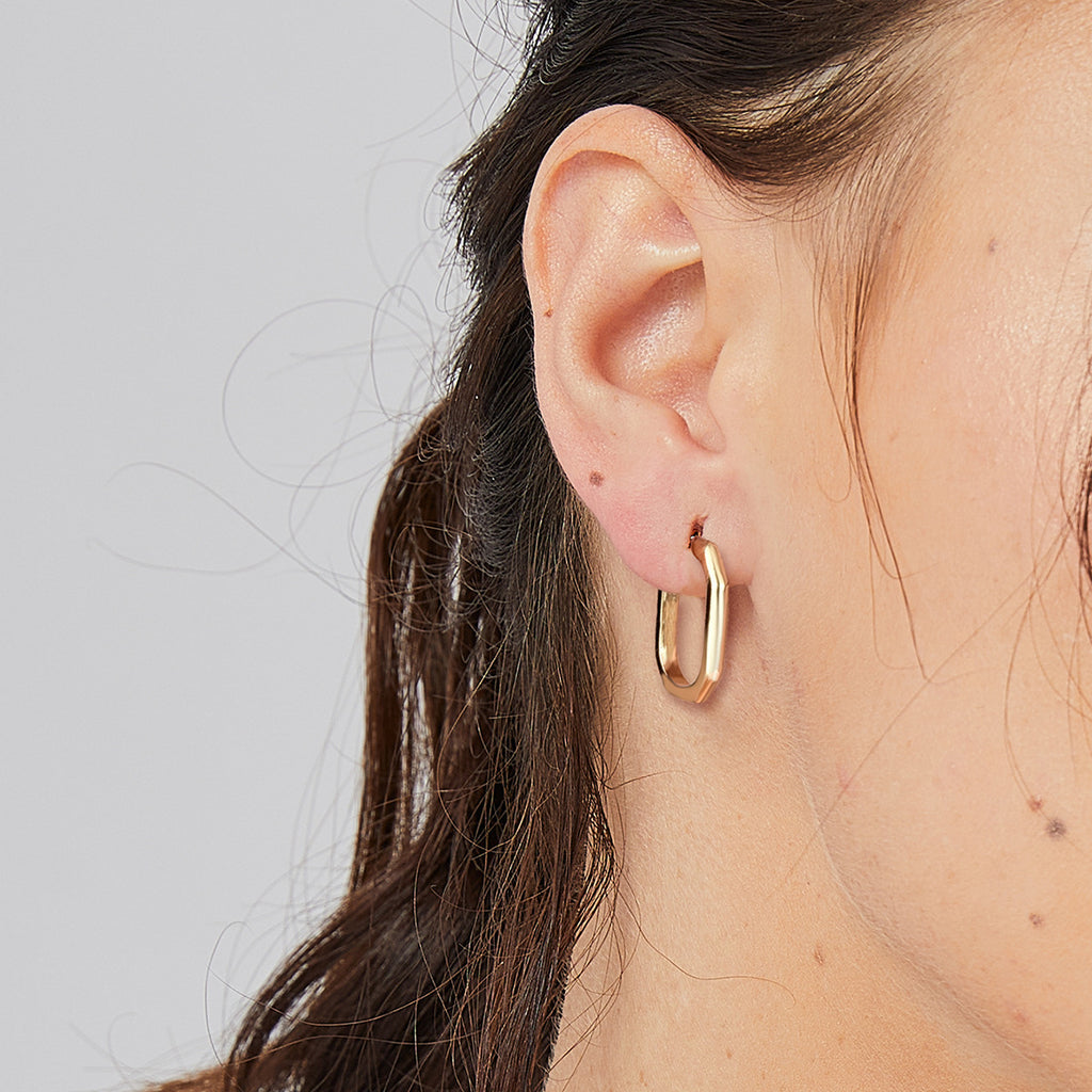 E0289 Metal Minimalist Arc Smooth Earrings for Women Geometric Square Earrings Copper Gold Plated Small Ear Clips