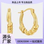 E0635 Design Sense Knot Wrapped Earrings for Women, Brass Gold-Plated Minimalist Style Ear Clips