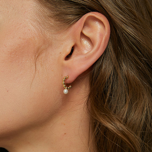 18K Gold-Plated Brass Shell Beaded Pearl Earrings for private-label fashion jewelry buyers