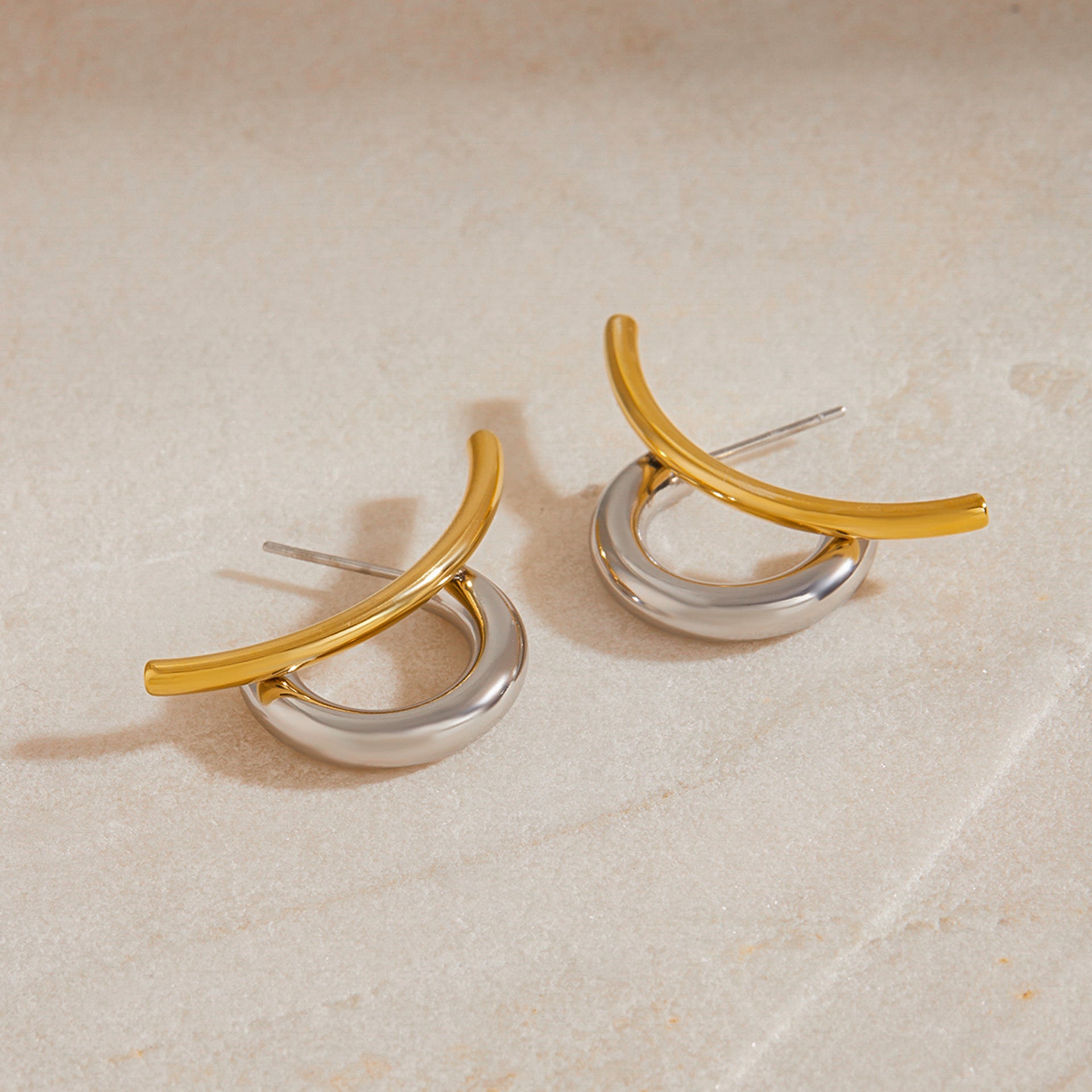 Double c Color Block Earrings Ear Studs Design Sense Earrings Stainless Steel Jewelry Accessories