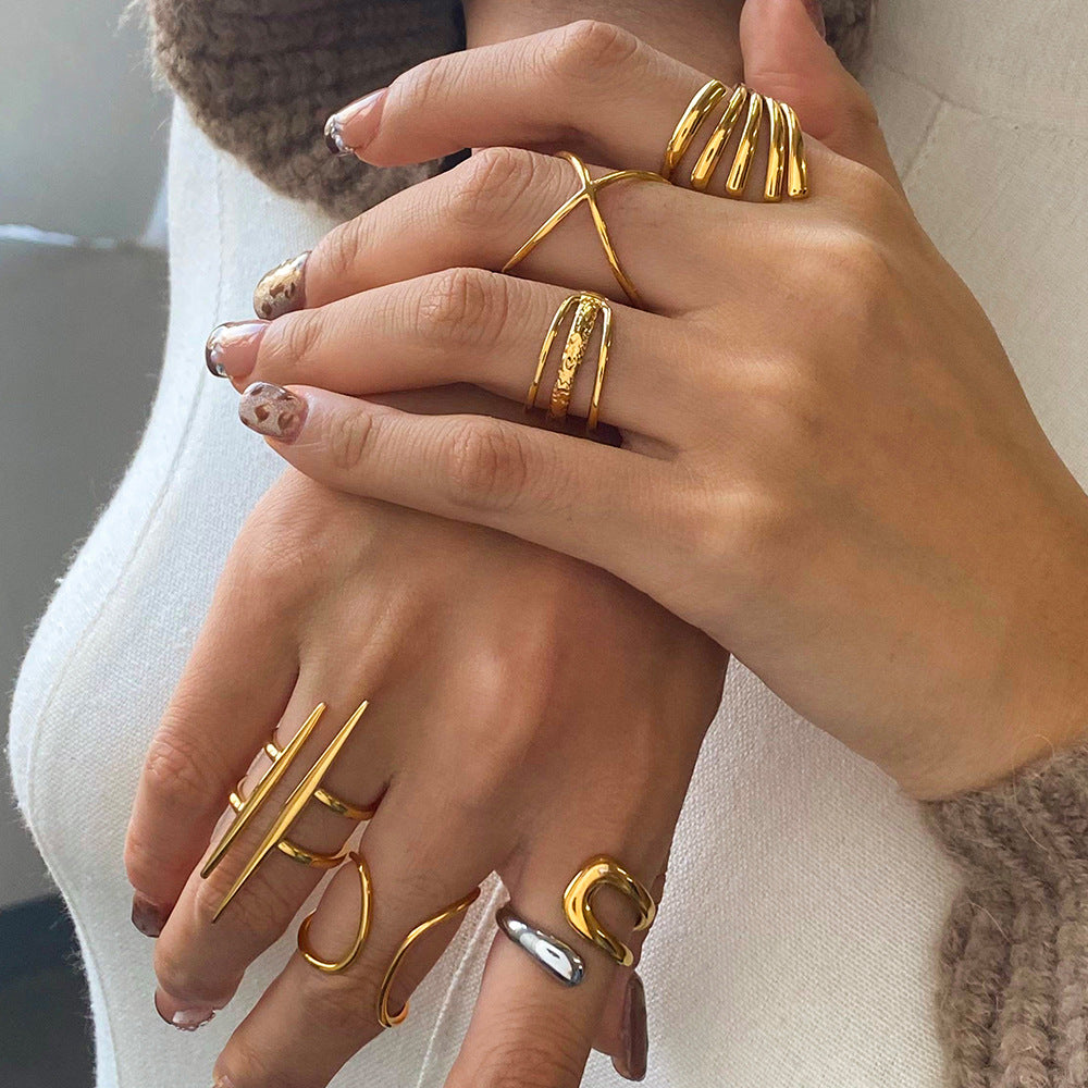 Stainless Steel Irregular Open Ring ring