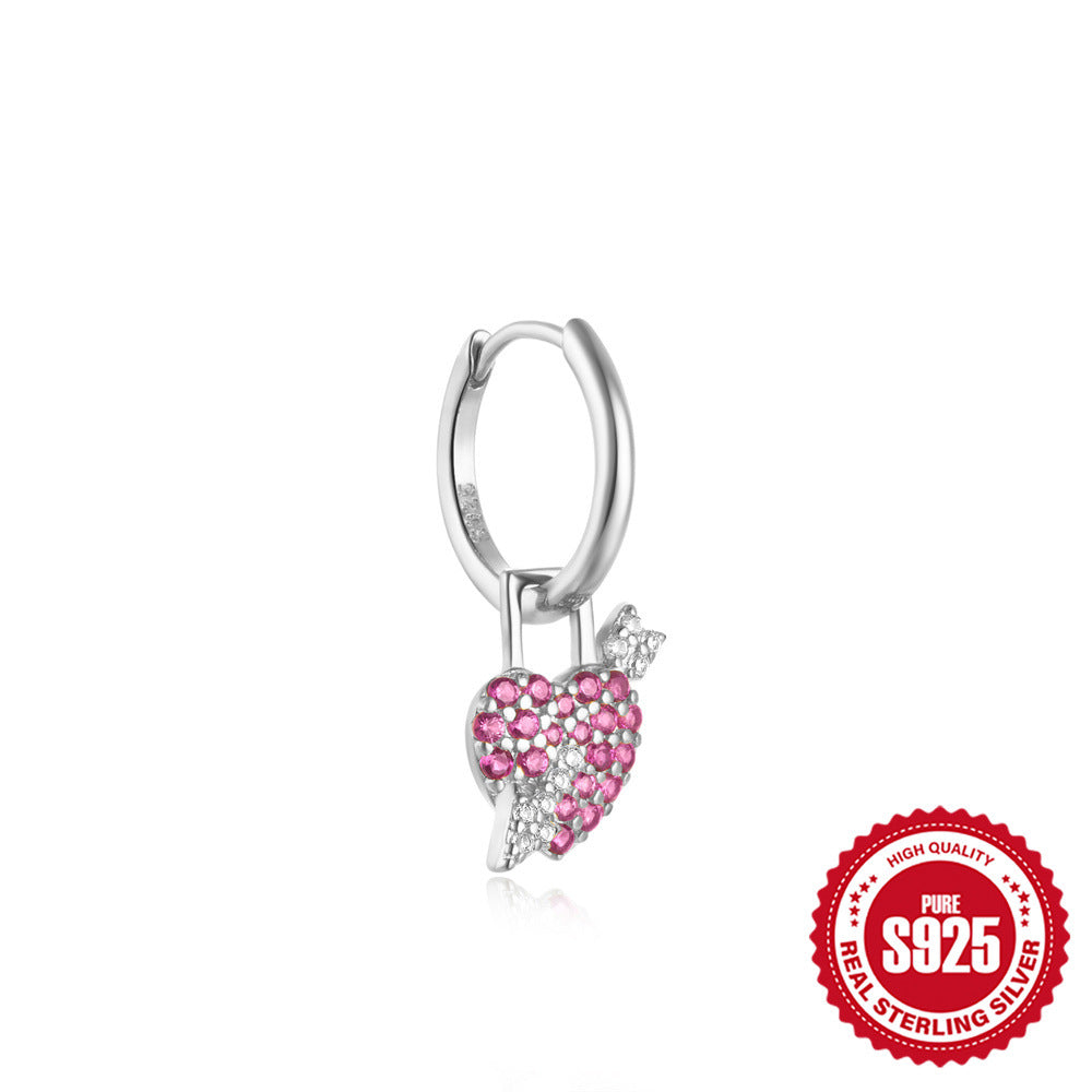 925Sterling Silver Inlaid Diamond Animal Goldfish Pendant Hoop Earrings Hot-Selling Heart Lightning Earrings for Women