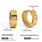 Stainless Steel Heart Earrings Zirconia Studs Non-Fading Jewelry for Women