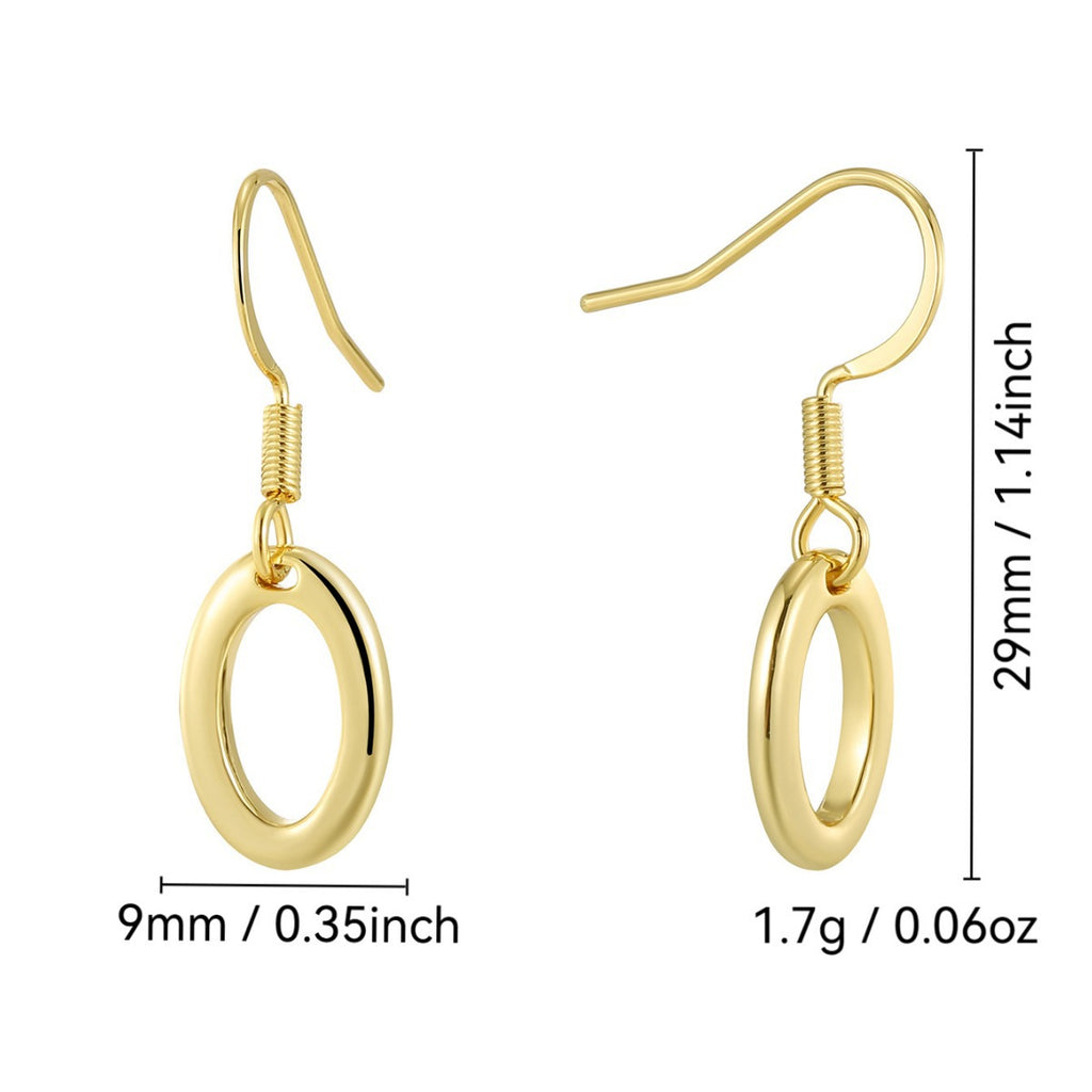 E0755 Autumn Accessories Hip-Hop Style Ear Hooks for Women Gold-Plated Hollow Oval Design Earrings