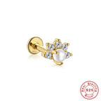 S925Sterling Silver Butterfly Inlaid Diamond Pearl Spiral Ear Cuff Hot Sale16G Flat Head Piercing Ear Cuff Jewelry