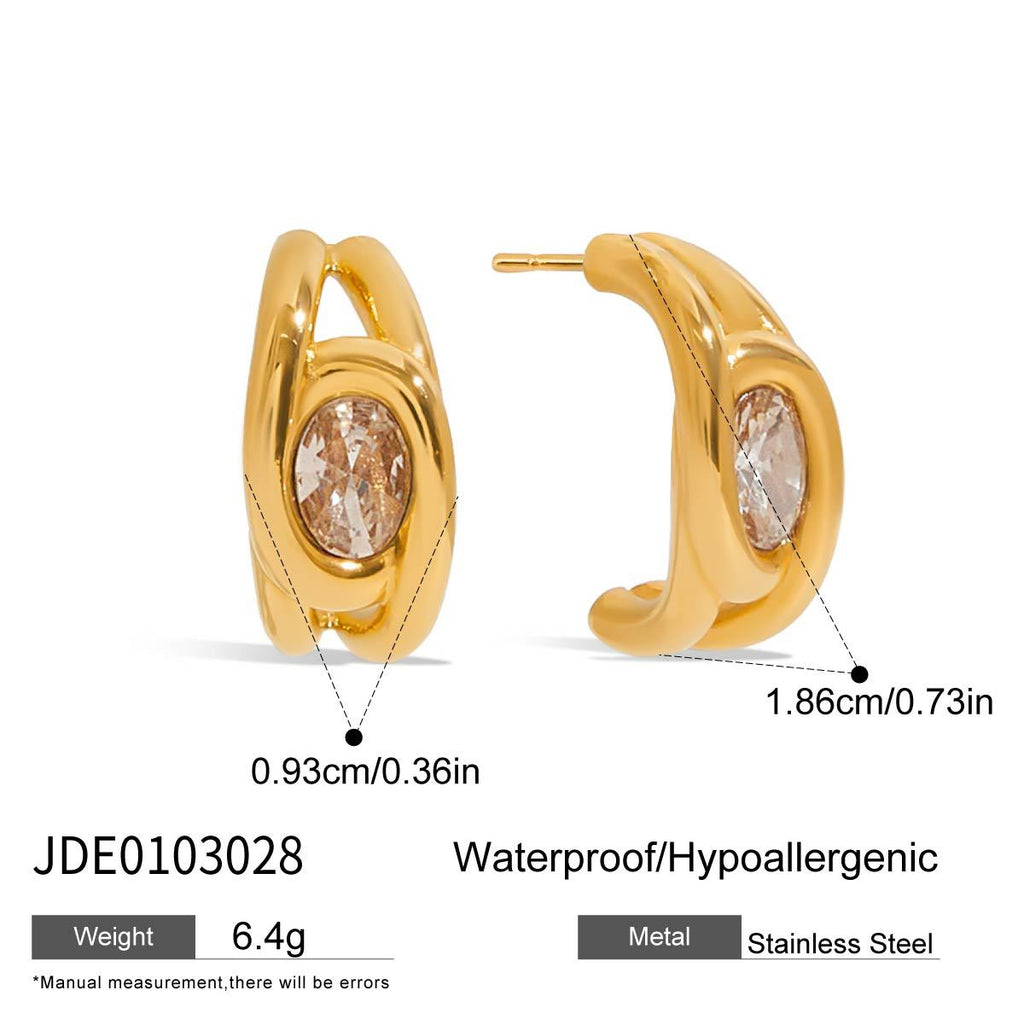 Stainless Steel Earrings Zirconia Stud Earrings for Women Non-Fading Jewelry