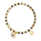 B0286 Fashion Jewelry Devil's Eye Inlaid Zircon Geometric Blue Point Quartz Beads