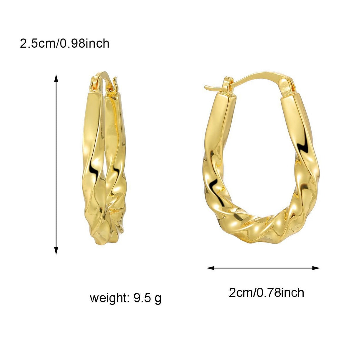 E0487 Irregular Twisted Earrings for Women Brass Gold-Plated Vintage Minimalist Style Spiral Ear Clips