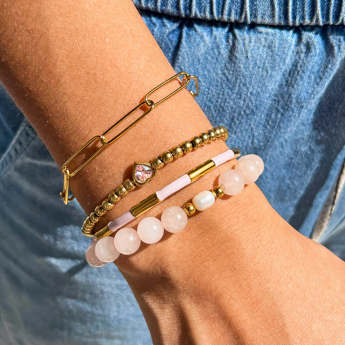 Stainless Steel Bracelet Amethyst Pearl Bracelet Non-Fading Jewelry