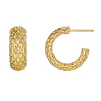 E0493 Fashion Retro C Snake Scale Pattern Earrings for Women, Copper Gold-Plated Simple Earrings