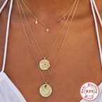 S925 Sterling Silver Octagonal Star Necklace With Diamonds And Pearl