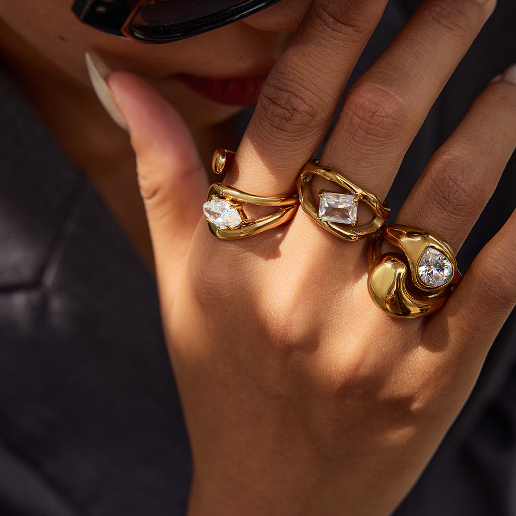 Zircon Ring Non-Fading Jewelry Stainless Steel Accessories rings