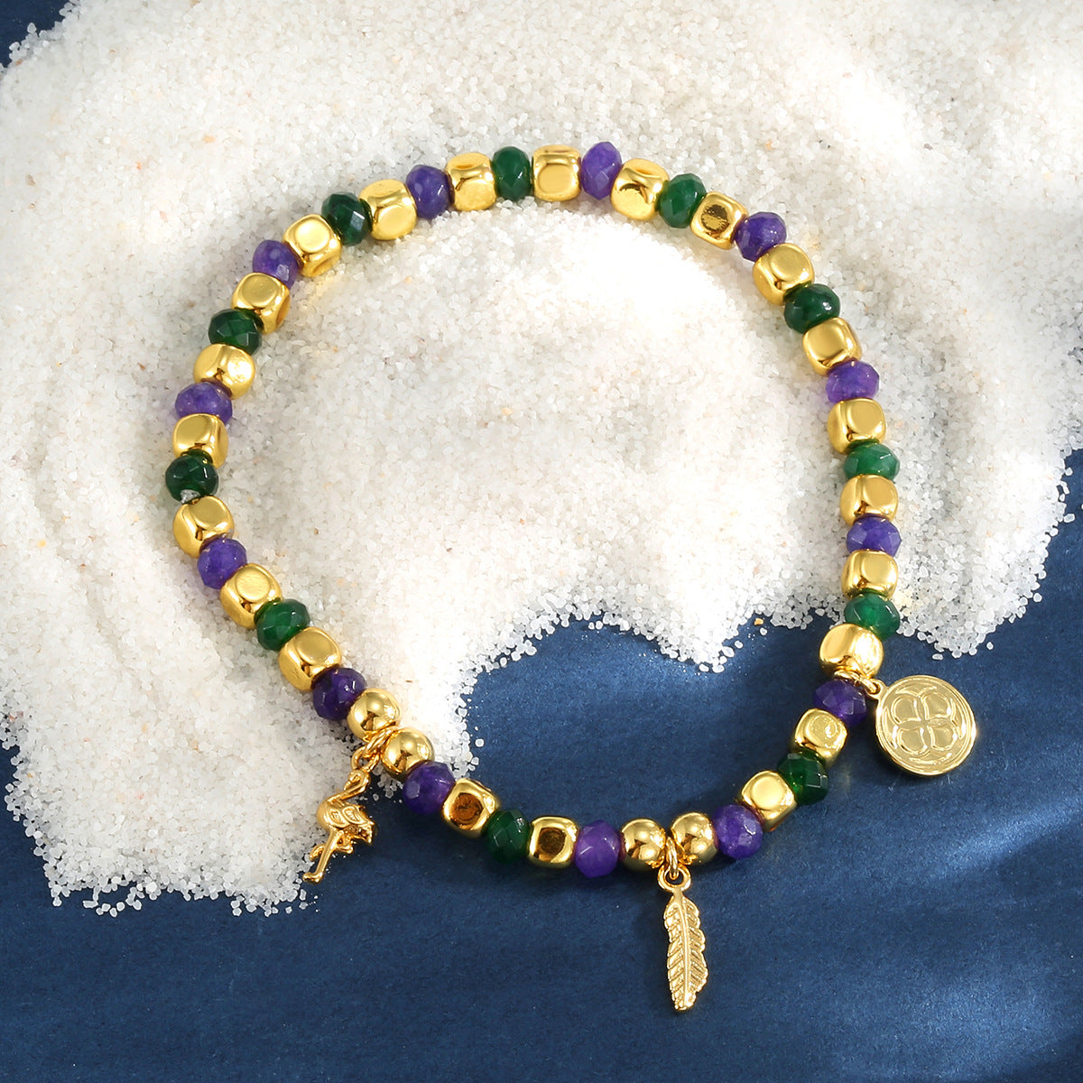 B0309 Ocean Seagull Feather Bracelet Trendy Beaded