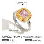 Stainless Steel Pink Zircon Ring Non-Fading Jewelry Non-Fading Accessories