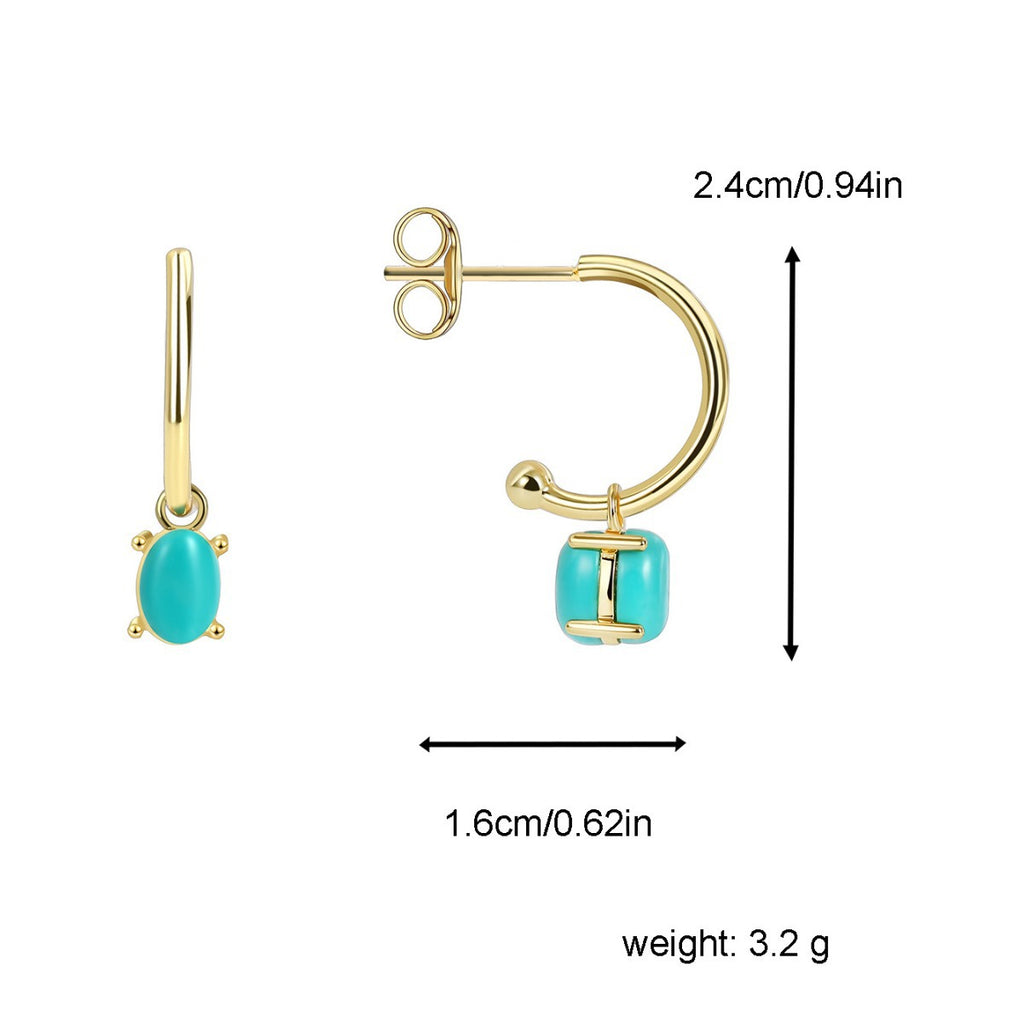E0358 French Retro Fashion Turquoise Earrings for Women Design Sense Earrings for Women