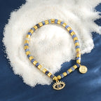 B0286 Fashion Jewelry Devil's Eye Inlaid Zircon Geometric Blue Point Quartz Beads