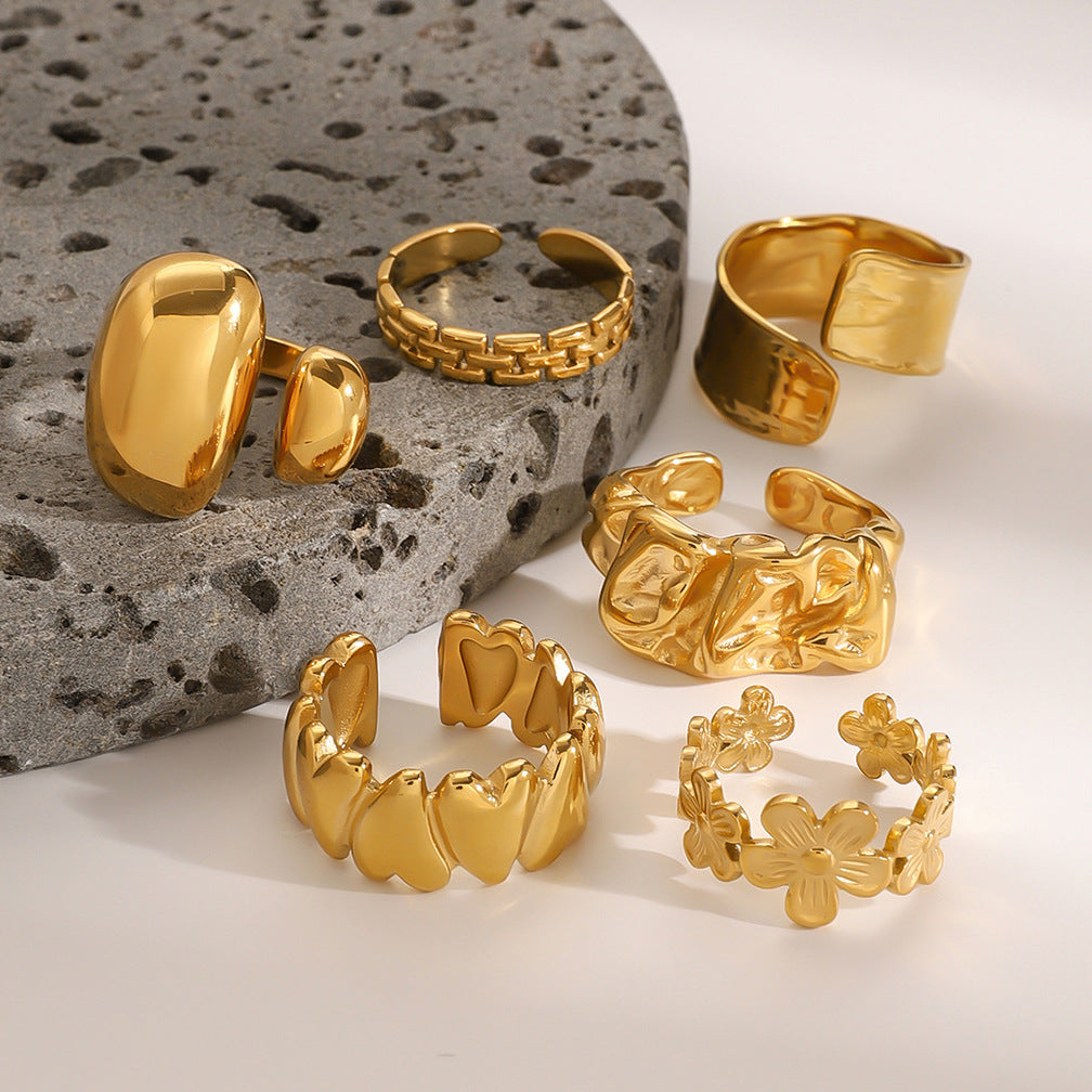 Stainless Steel Retro Heart Ring rings