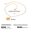 Gold-Plated Stainless Steel Sunflower Pearl Choker Necklace — jewelry construction
